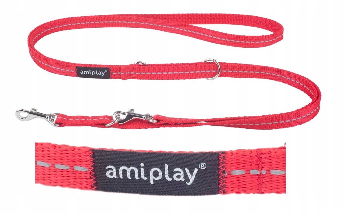 Amiplay Reflective 6-in-1 Verstelbare Hondenlijn Rood 100-200cm