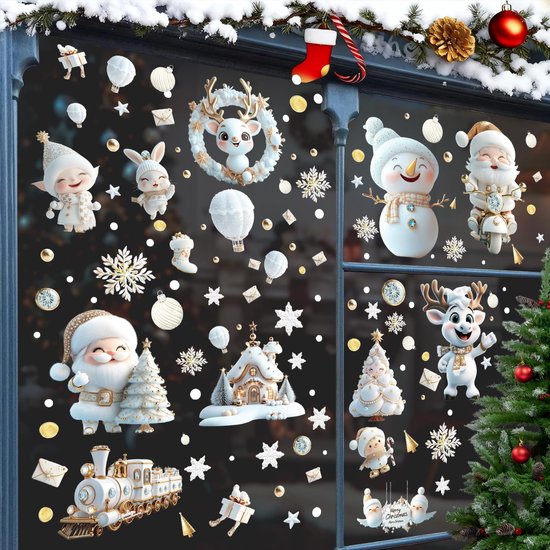 Herbruikbare Raamstickers | Kerstboom | Met Cadeautjes | Raamstickers