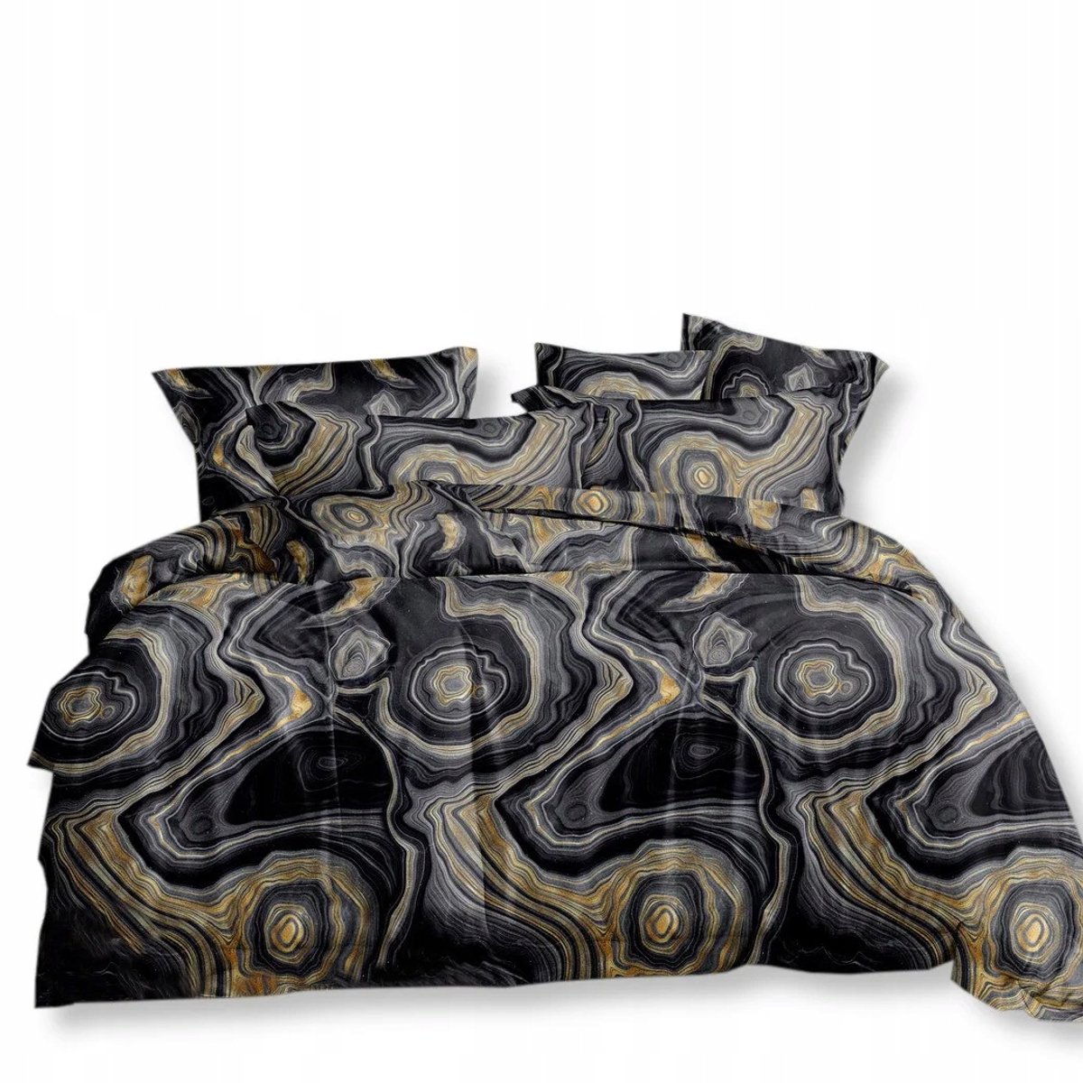 Luxe Marmer Satijn Beddengoed Set 160x200 Goud Zwart 3D