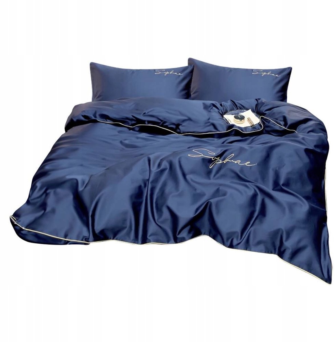 Luxe Dekbedovertrek 200x220cm Donkerblauw - 3 Delige Microvezel