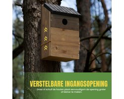 Muntel® Vogelhuis - Vogelhuisje - Vogelvoederplek - Staand - Bruin - 17 x 17 x 25,5 cm