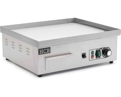 HCB® - Professionele Horeca Bakplaat - glad - 230V - RVS / INOX - Electrisch Teppanyaki Grill apparaat - 47x55x21.5 cm (DxBxH) - 23 kg - 8443