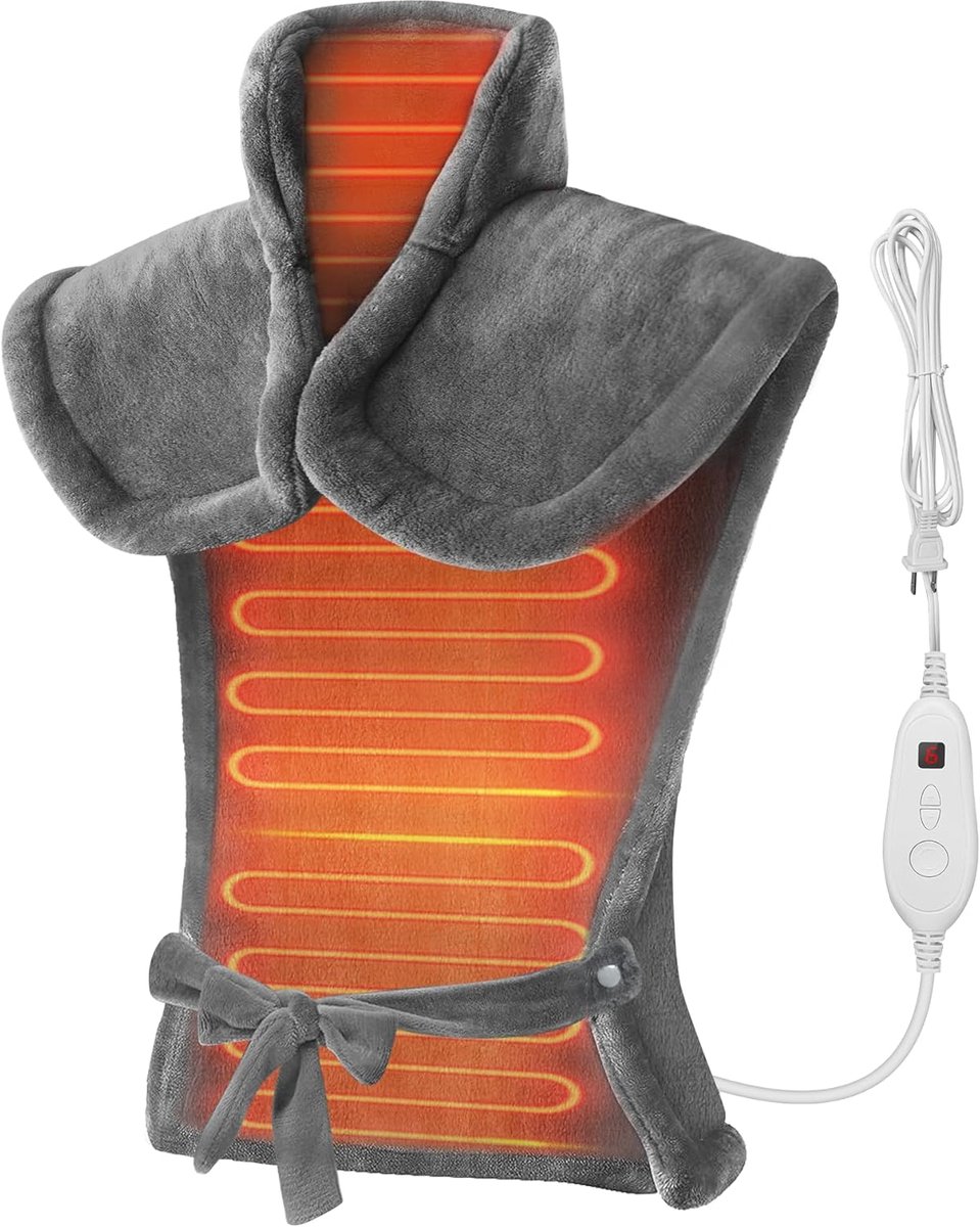 Verwarmde Schouder Kussen Groot 60x90 cm met 6 Warmtestanden