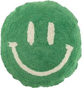 J-Line kussen Smiley Getuft - katoen - groen/wit