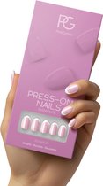 Pink Gellac Press On Nails - 2001 Classic French - Round Small Plaknagels - 30 Press On Nagels Met Lijm, 30 Plakstickers, Cleaner Wipe, Nagelvijl, Woodstick en Size Matcher - Snel Aan Te Brengen Plak Nagels Kort - Voor 7-14 Dagen Mooie Nagels