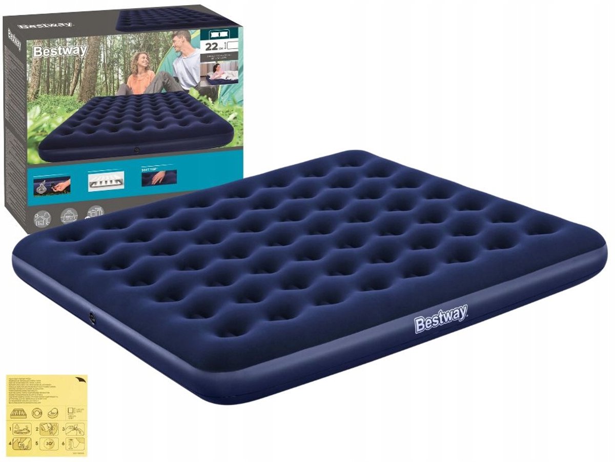 Bestway 67004 Luchtbed 2-persoons 183x203x22 cm Navy Blauw