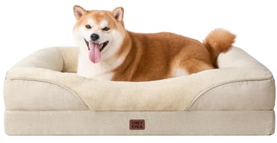 EHEYCIGA Orthopedisch Hondbed voor Grote Honden, Memory Foam Hondenmand XL, Wasbaar Hondensofa Waterdicht Antislip, Hundecouch met Hoge Rand