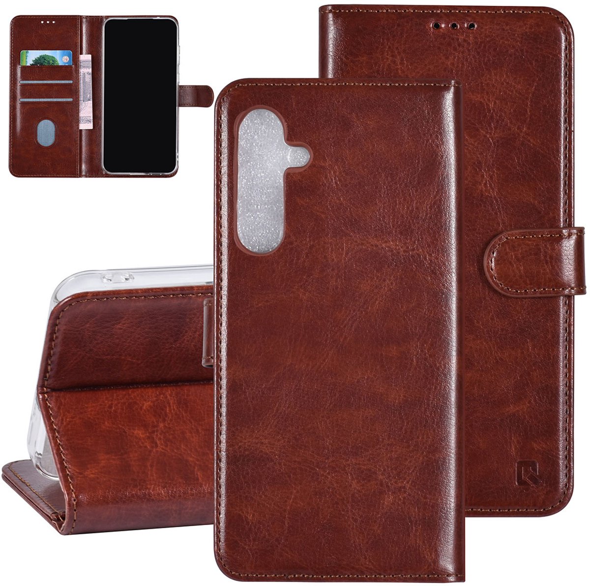 UNIQ Accessory Back Cover - Samsung Galaxy A55 - Bruin - Walletcase met 3 Kaartsleuven