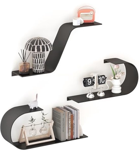 idee-home Zwevende planken voor muur, rustieke vierkante hangende zwevende planken set van 4 hout, wanddecoratie gemonteerde badkamer, woonkamer, keuken opslag