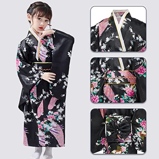 Girls Japanese Traditional Dress Kimono Robe For Kids Girls Yukata Kimono Anime Cosplay Robe Little Girls Rove