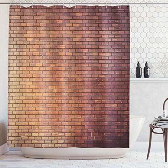 MSV Douchegordijn - terra bruin - polyester -180x200cm | Leen Bakker
