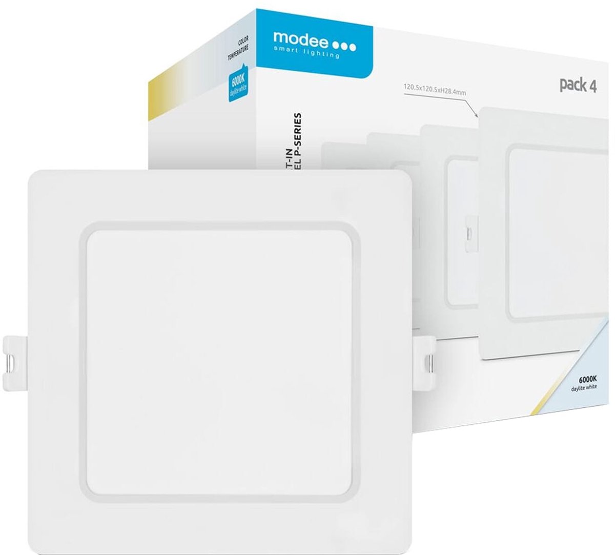 Modee LED Paneel Vierkant Inbouw - 18W - 1980lm - 12x2.8cm - 6000K - Koel Wit - Voor Vergaderruimte, Kantoor of Werkplaats - 4 stuks