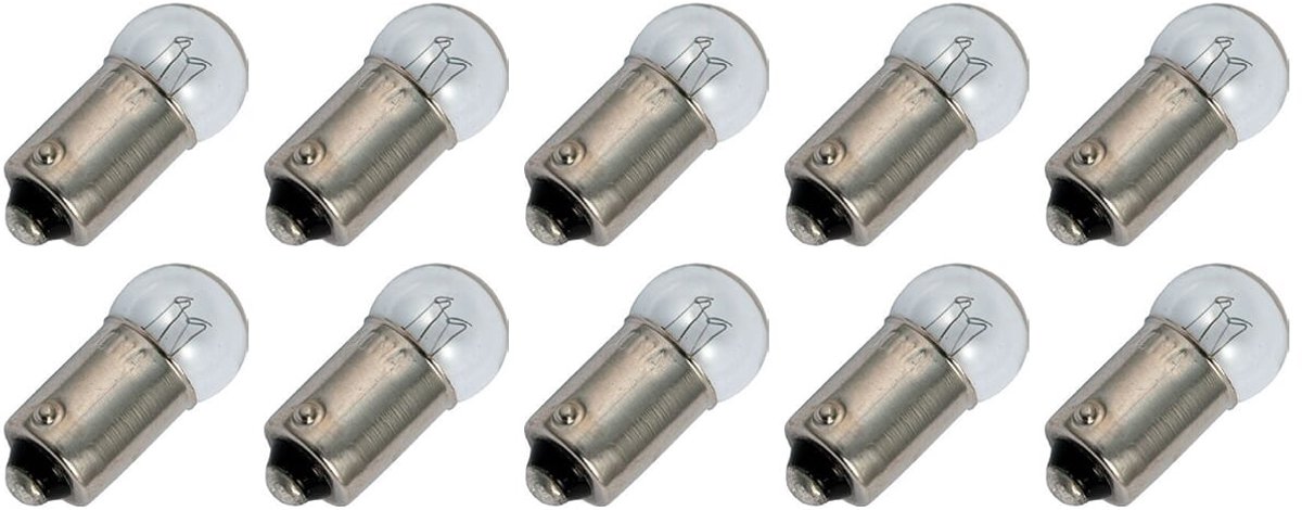 Signaallamp BA9S 6V 0.6W - 100 mAh - 10 stuks - G11 Gloeilamp Ø11mm - 24mm - 2500K - Dimbaar