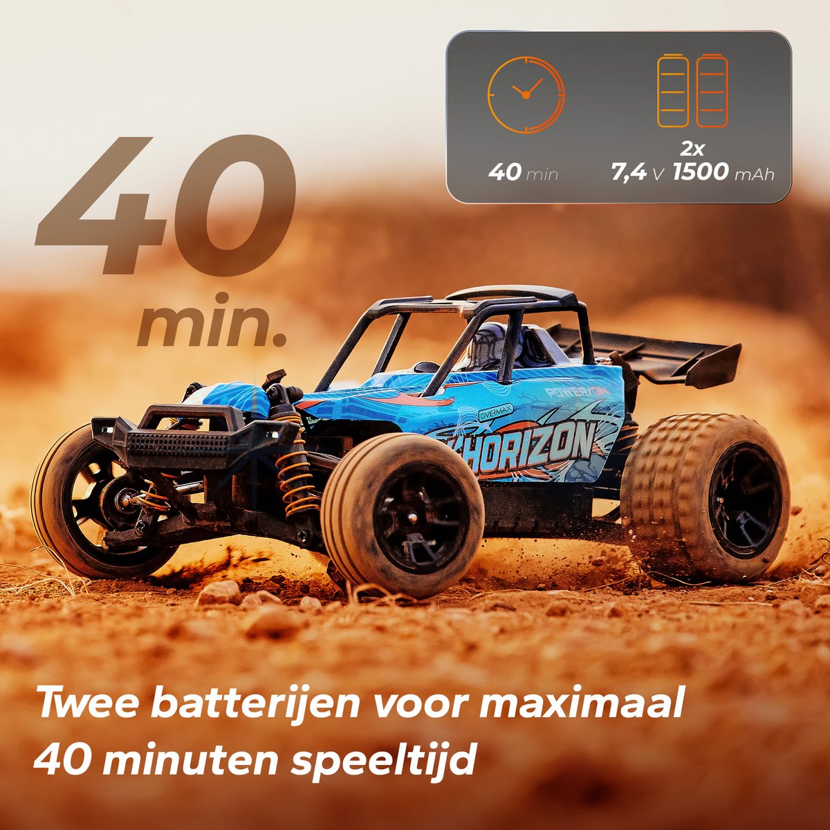 Overmax X-Horizon RC Auto 4x4 – 30 km/u – LED Verlichting, Dubbele Accu tot 40 min, Vering, Lage Bodemvrijheid, 2 Carrosserieën, Achterwielsteun, Digitale Connectie – Offroad Racewagen voor Kinderen & Volwassenen – Bestuurbare Auto — afbeelding 7