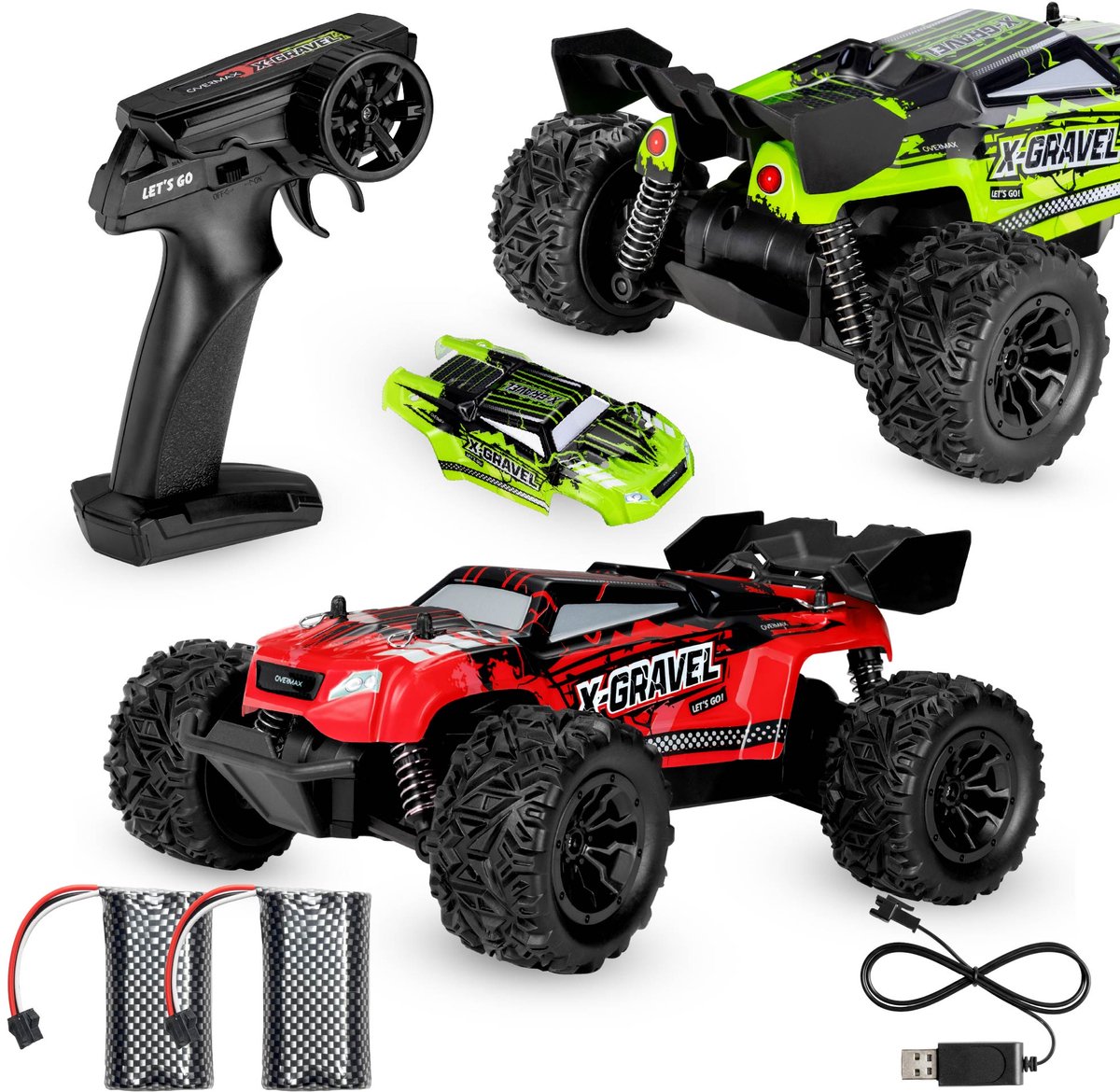 Overmax X-Gravel RC Auto – 1:16 Terenauto 20 km/u – Achterwielaandrijving, Vering, 2 Accu’s tot 30 min Speeltijd, 2 Carrosserieën – Offroad Racewagen voor Kinderen & Volwassenen – Bestuurbare Auto — afbeelding 20