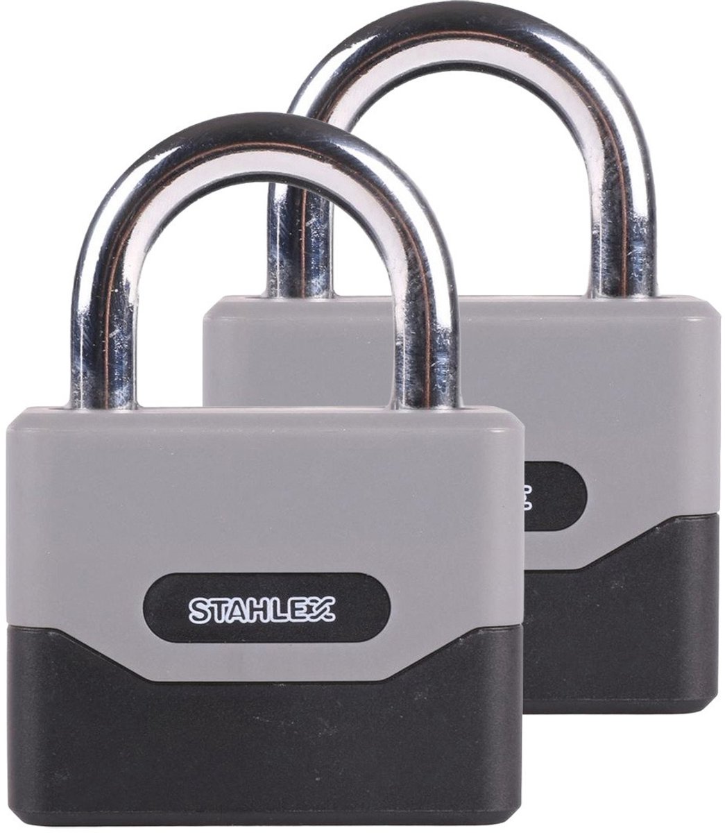 Stahlex Hangslot - 2x - chroom grijs - zinklegering - 95 mm - 4-cijferig cijferslot