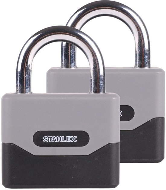 Cadenas Stahlex - 2x - gris chromé - alliage de zinc - 95 mm - cadenas à combinaison 4 chiffres