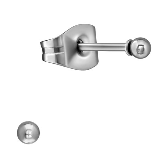 Aramat Jewels | Boucles d'oreilles | Boucles d'oreilles à perles argentées – 2 mm | | |2mm | Acier | Enfants, Adultes | Présent