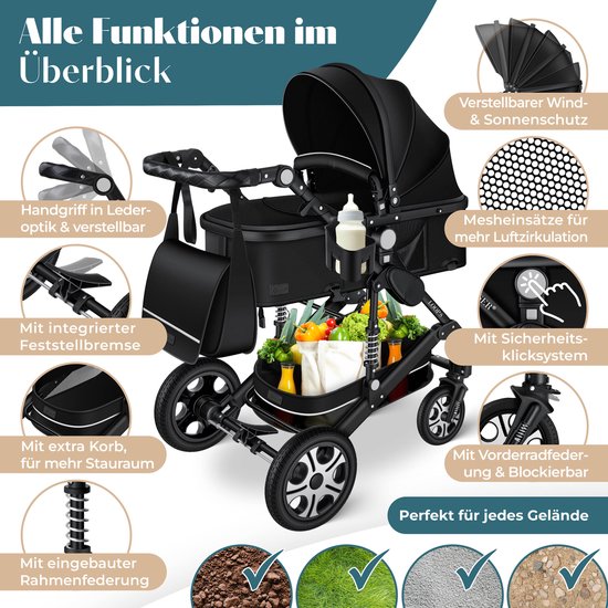 Kesser Loops Kinderwagen 3 in 1 - Autostoel, Reiswieg & Buggy - Zwart | bol