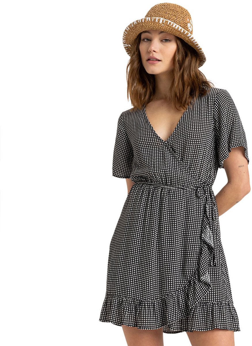 Roxy Zenith Wrap Printed Korte Mouwen Korte Jurk S Vrouw Antraciet