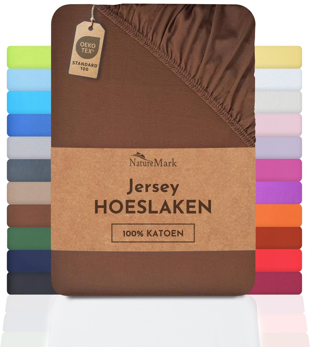 NatureMark Jersey hoeslaken, 100% katoen , chocoladebruin, foto 2