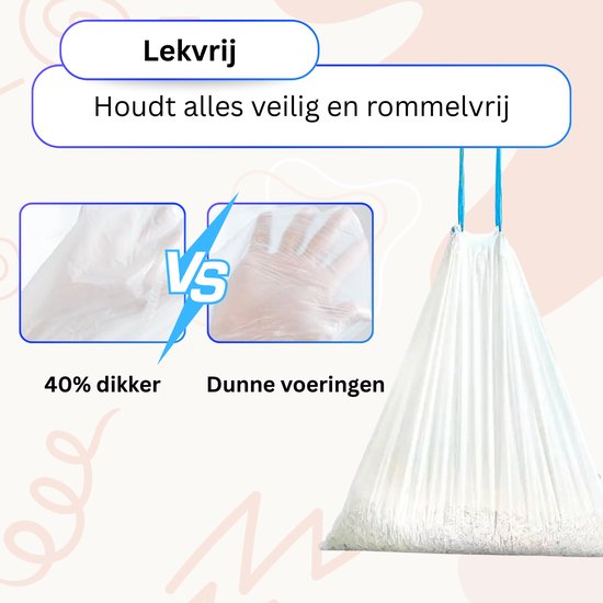 Lekvrij. Houdt alles veilig en rommelvrij. Deze zakken zijn 40% dikker dan dunne voeringen.