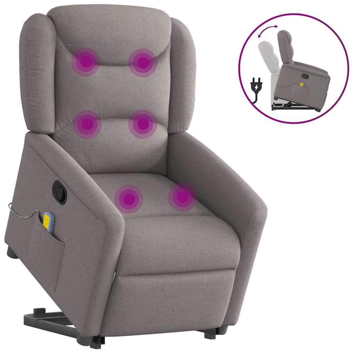 vidaXL Sta-op-massagestoel - verstelbaar - stof - taupe