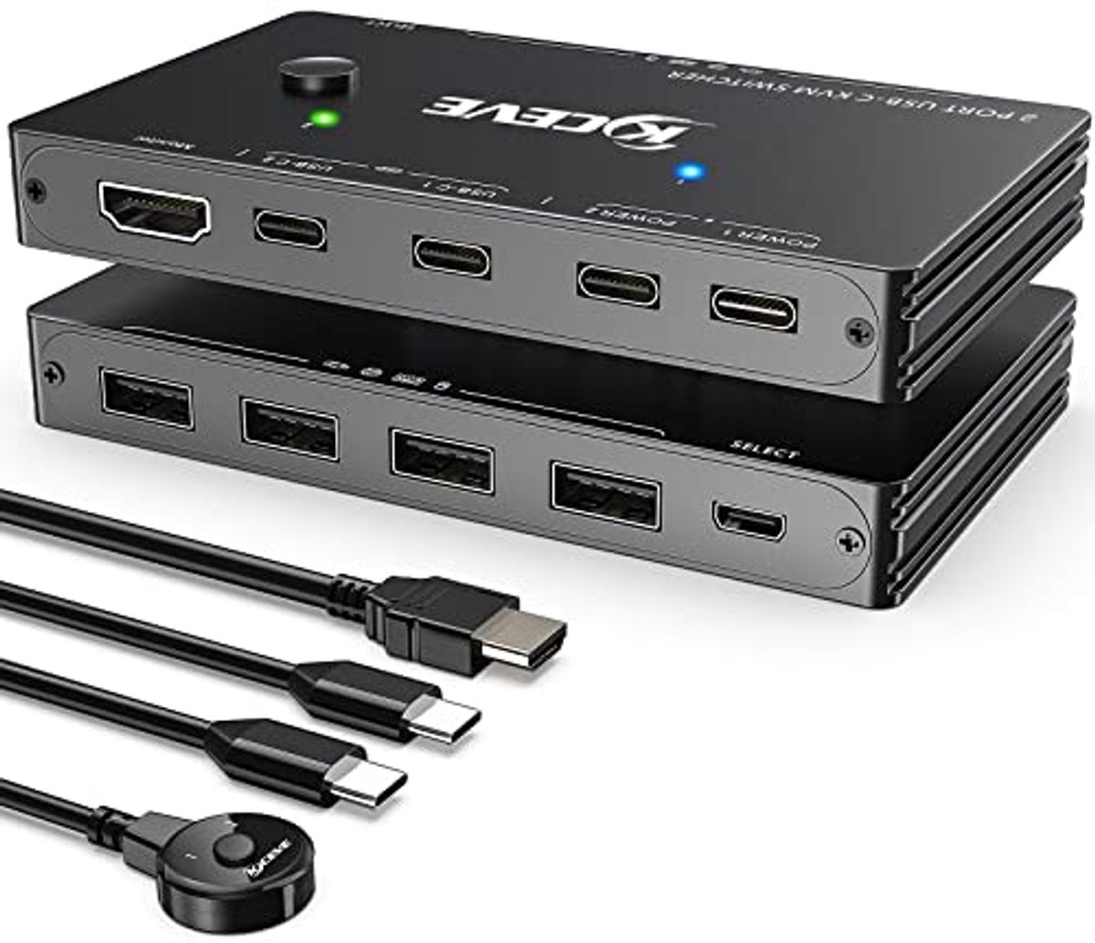 USB-C KVM Switch 2-poorts - 4K@60Hz Type-C Schakelaar voor 2 Computers met 100W PD Snelladen