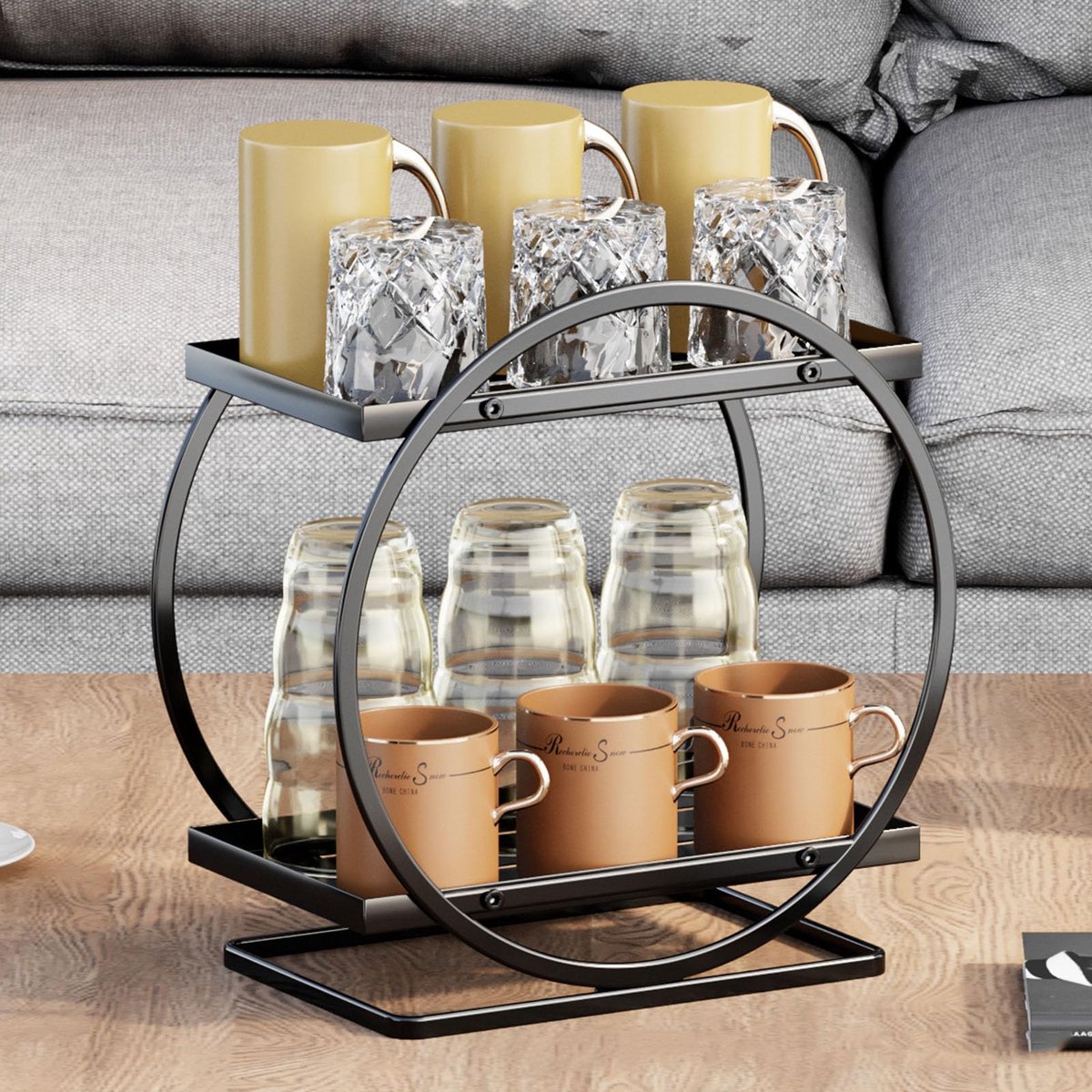 Ibenzoa® Dubbel-laagse metalen organizer voor make-up en parfum in elke ruimte