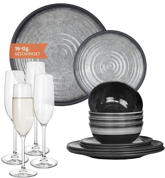 Melamine Servies set 4 personen zelf samenstellen 10% korting op stukprijs! - Melamine-mix4