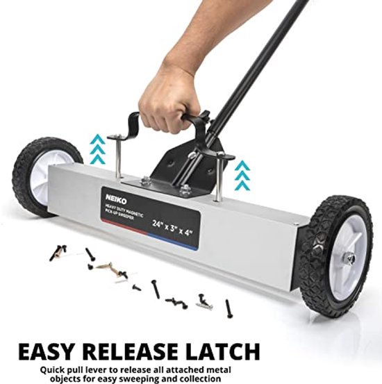 24" Magnetische Veegmachine met Wielen - Verstelbare Handvat en 50LB Capaciteit - Ideaal voor Bouw van Merkloos	 — afbeelding 2