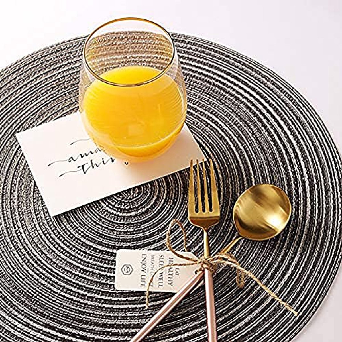 Ronde placemats 38 cm, geweven rotan, hittebestendig tafelkleed voor elke gelegenheid