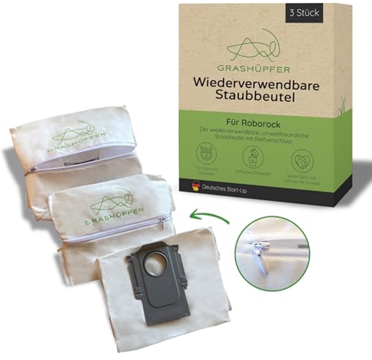Herbruikbare stofzakken met ritssluiting voor stofzuigers - 3 stuks