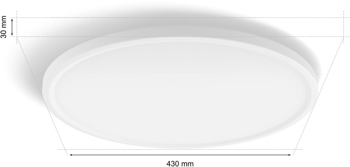 Hue Devote minimalistische plafondlamp M Gelijkmatige lichtverdeling ⌀42,1 cm Tot 2900 lumen Matwit kunststof — afbeelding 7