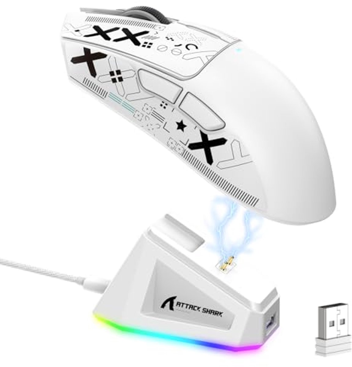 Draadloze Gaming Muis met RGB en Magnetische Oplader - Ultralicht 59g Gaming Muizen