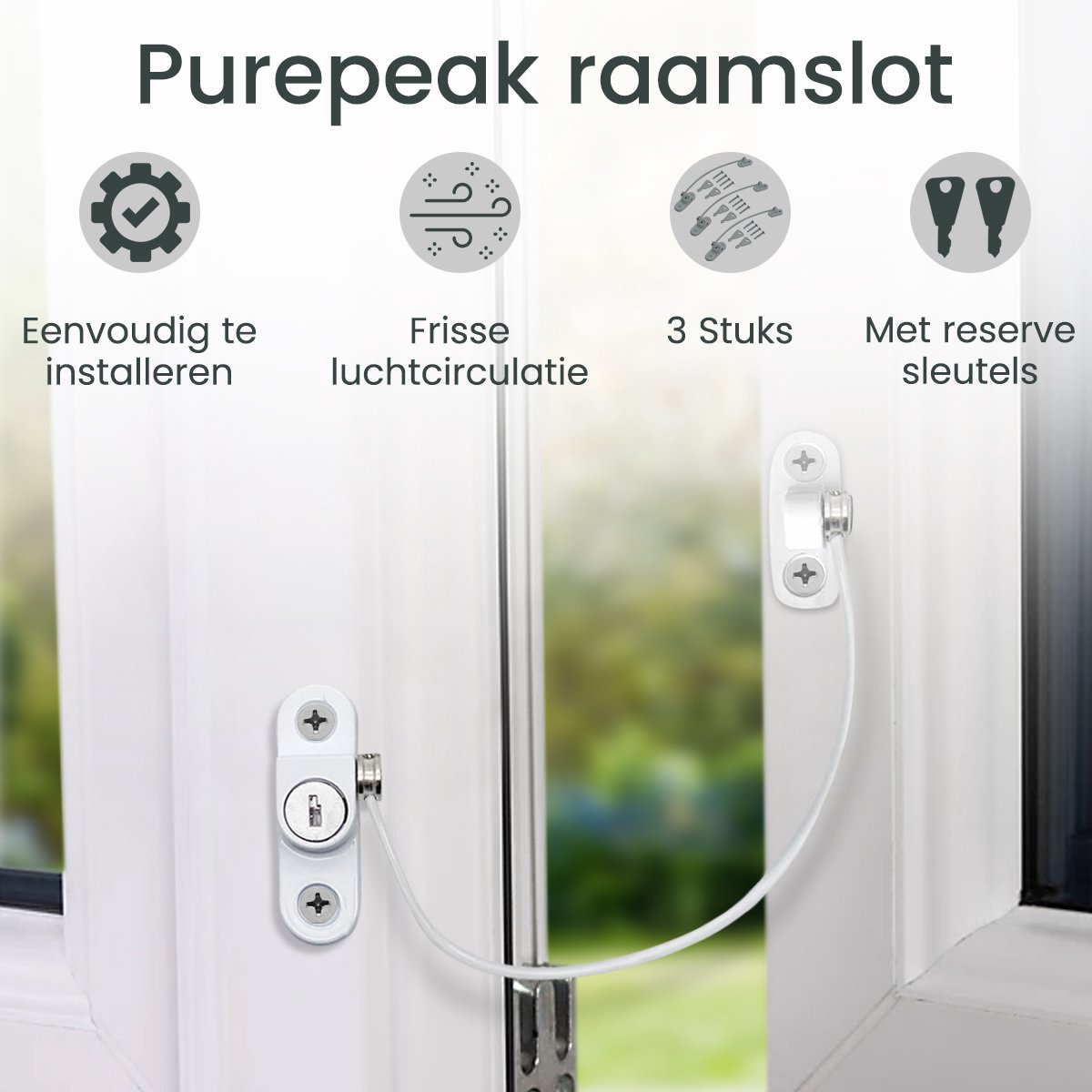 Purepeak Raamslot Kinderen Set 3 Stuks - Raambegrenzer - Wit thumbnail 2