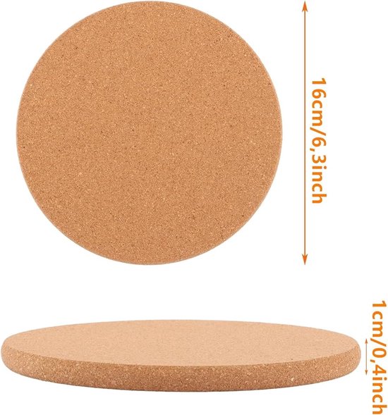 Set van 6 placemats van gevlochten, hittebestendig, rond, crèmekleurig