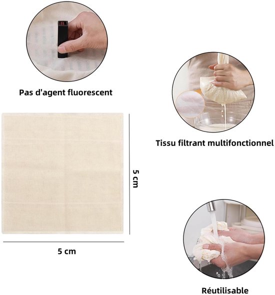 Pack of 4 Food Grade Cotton Fabric voor Steam Cookers - Cotton Filter ...