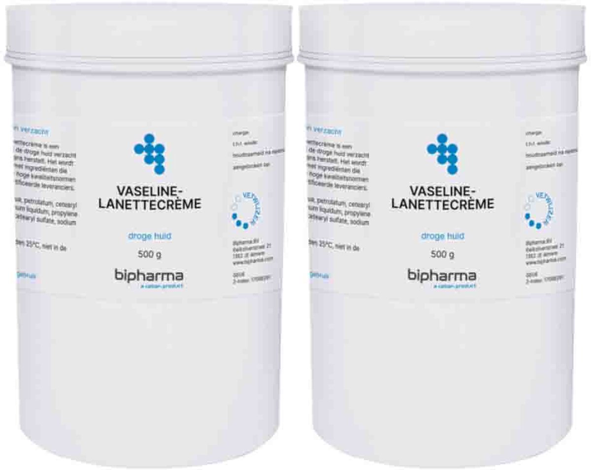 Bipharma Vaseline Lanettecrème - 2 x 500 gr - Voordeelverpakking