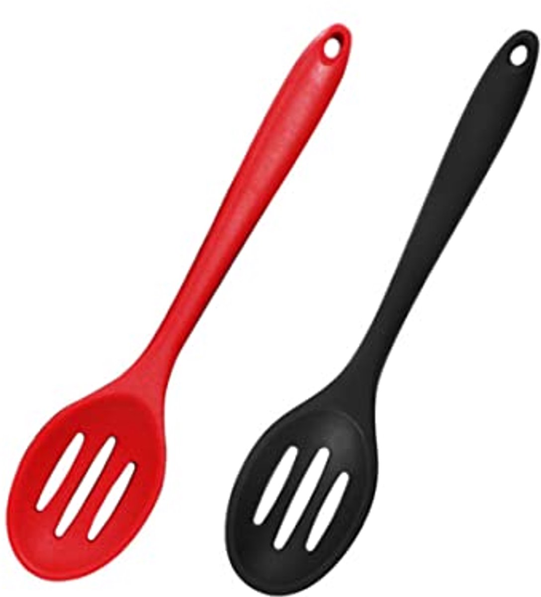 Set van 2 anti-aanbak siliconen sleuflepels voor koken en serveren