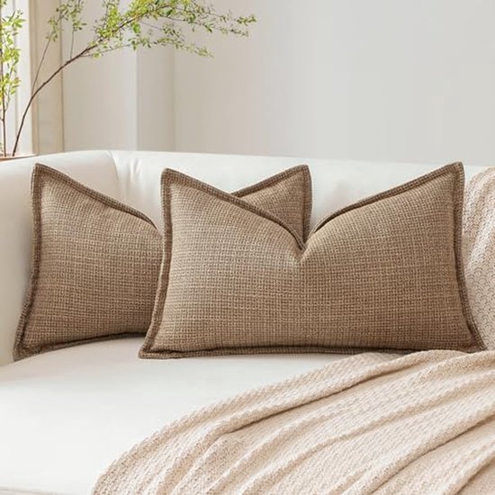 Home Brilliant Gele kussenslopen 45 x 45 cm voor slaapbank, jute decoratieve vierkante kussens voor bed, effen linnen kussensloop 45 x 45 cm, set van 2, 45 cm, geel Home Brilliant Gele kussenslopen 45 x 45 cm voor slaapbank, jute decoratieve vierkante kussens voor bed, effen linnen kussensloop 45 x 45 cm, set van 2, 45 cm, geel