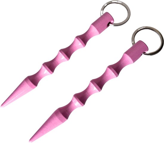 Kubotan Candy Pink - Lot de 2 - Porte-clés d'autodéfense - Rose