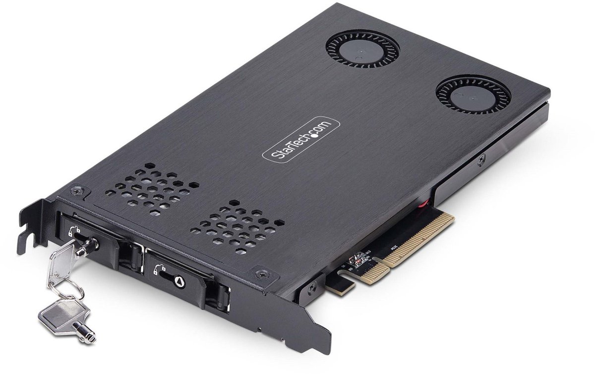 Adapter voor Harde Schijf Startech 2M2-REMOVABLE-PCIE Zwart