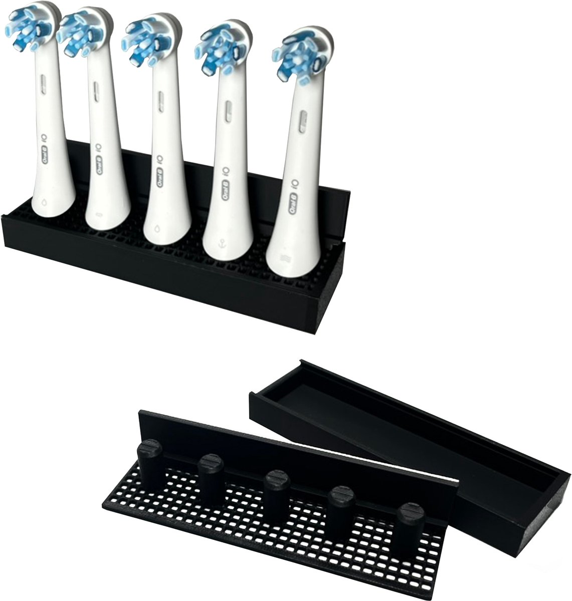 Oral-B iO Opzetborstelhouder - Zwart - 5 Houders - Tandenborstelhouder - Tandenborstelhouders - Electrische Tandenborstelhouder - Inclusief Bevestiging