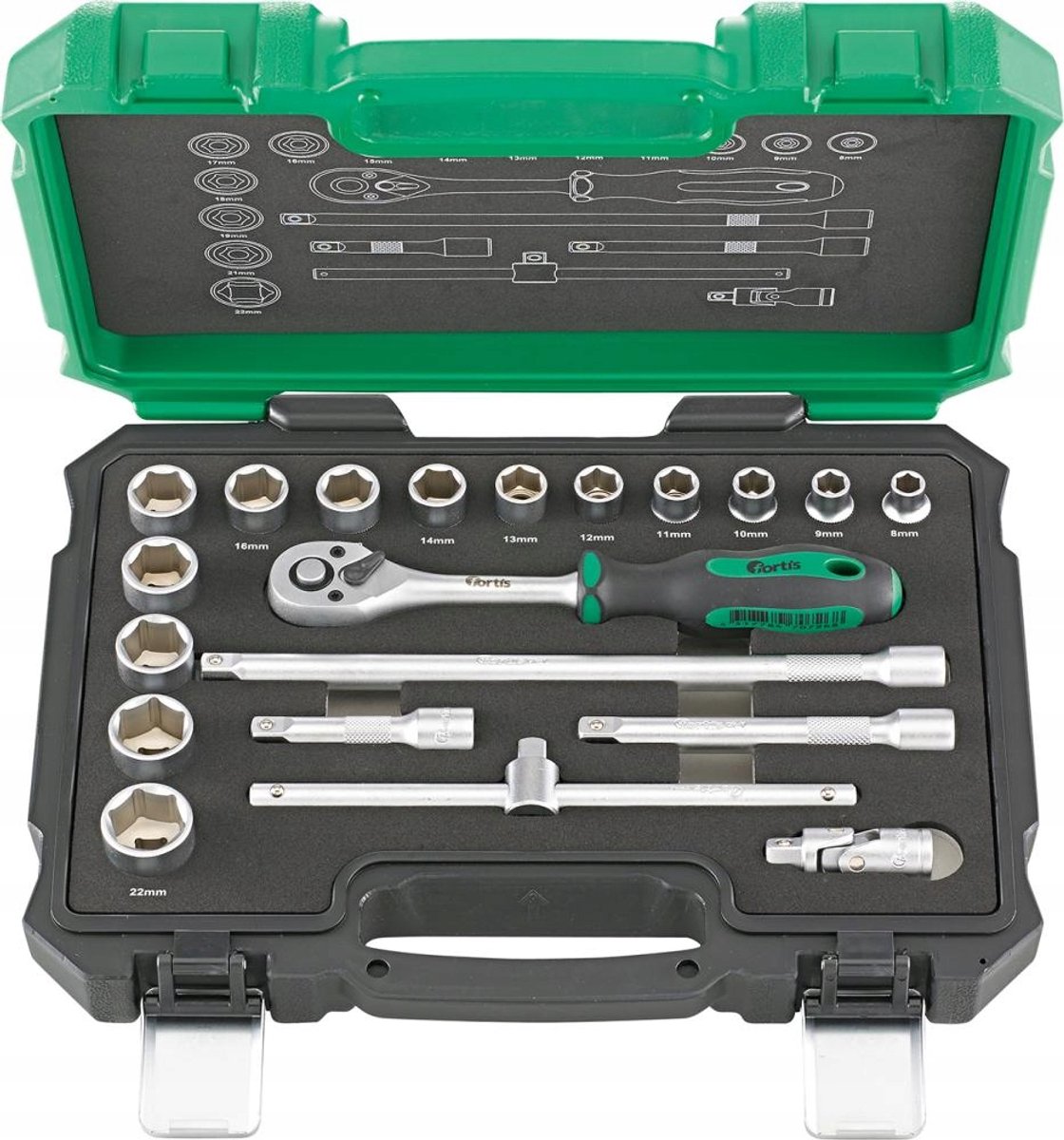 20-delige 3/8" doppenset van Fortis