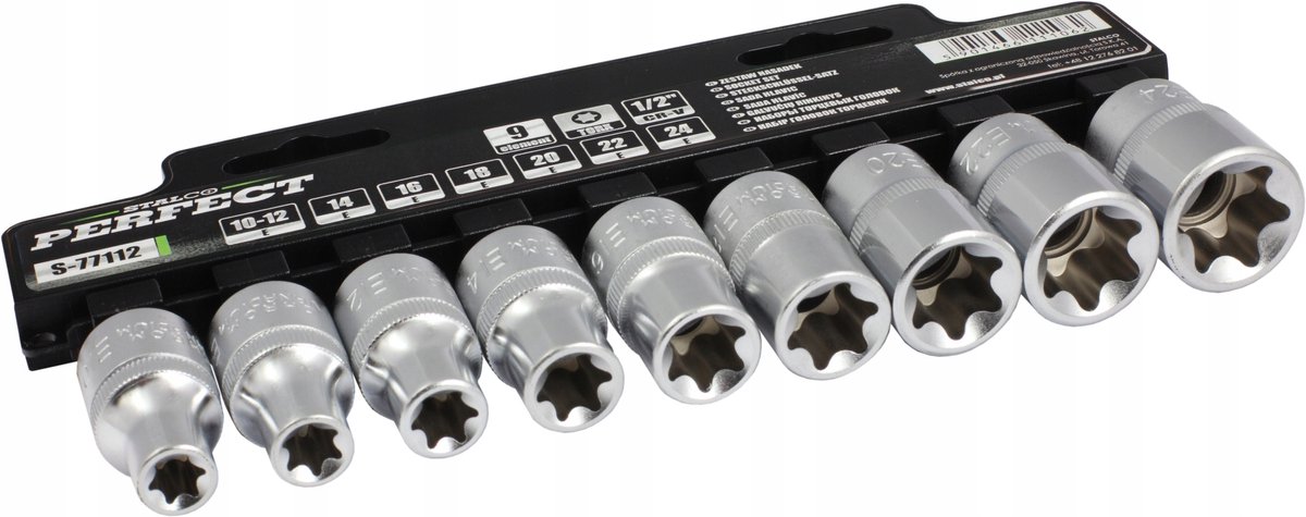 Stalco TORX dopsleutelset 1/2" E10-E24, 9-delig