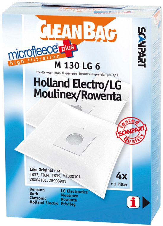 CleanBag stofzuigerzakken 4 stuks - Geschikt voor HE Sweefty - LG - Moulinex Accessimo, Compacteo, Compacteo Ergo, Zelio - Rowenta Compacteo, Compacteo Ergo, Power Space - TB33 TB34 TB39 MT000101 ZR004101 ZR003901 - Inclusief 1 filter - Alternatief