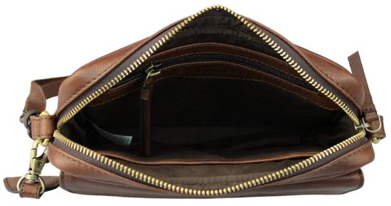 Sac à Bandoulière en Cuir Marron Foncé Sara