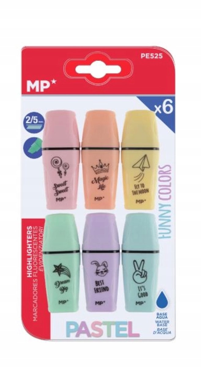 MP Fluorescerende markeerstiftenset - 6 stuks