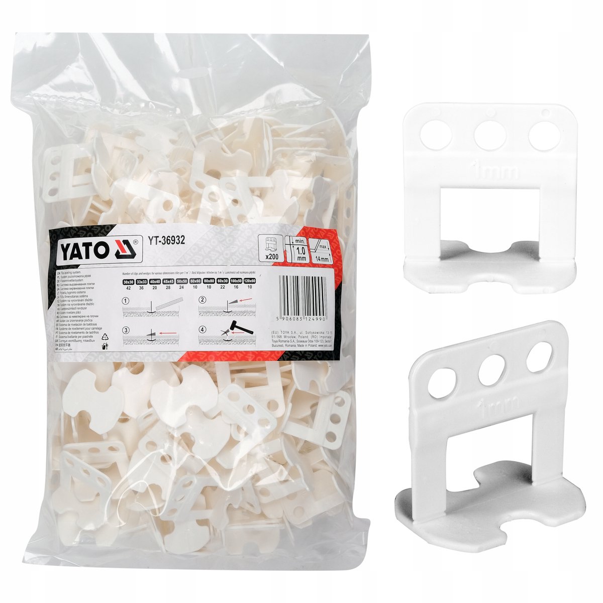 Yato Tegel Leveling Clips (200 stuks) - 1mm Voegbreedte